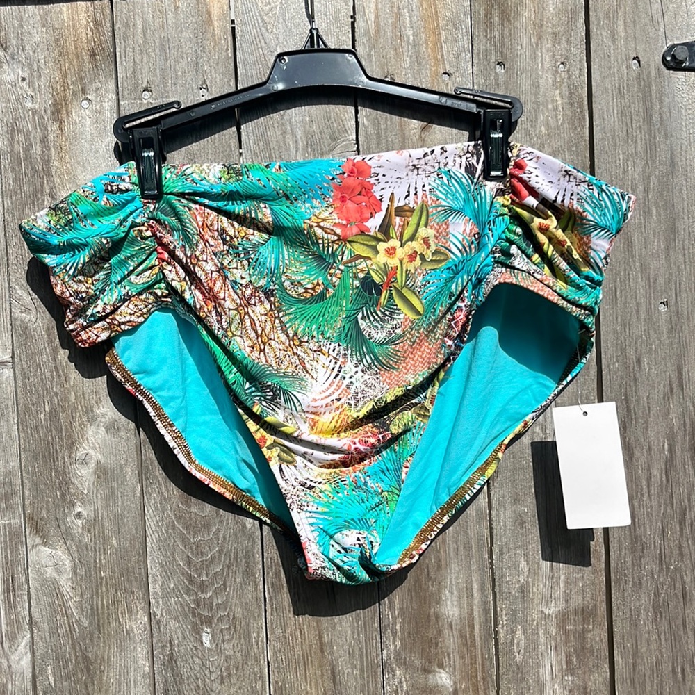 CURVE by Sunsets Tahitian Dream Shirred Bikini Bottom,Size 18,NWT